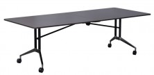 FBT2410 Rapid Edge Folding Boardroom Table. 18mm Top. Rubber Edging. Black And Chrome Frame. Locking Castors. 2400 X 1000 X 743 H